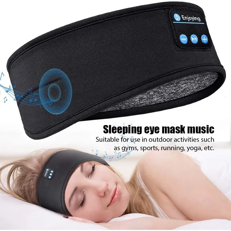 Auriculares deportivos inalámbricos con Bluetooth, diadema elástica para dormir, máscara de ojos